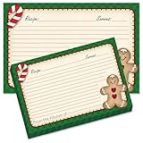 Current Gingerbread Man Recipe Cards - 4x6 Inches, Single Sided Blank Cardstock for Family Thanksgiving, Cookie, & Baking Recipes, Cute Bridal Shower, Christmas, & Holiday Gift, 48 Card Set