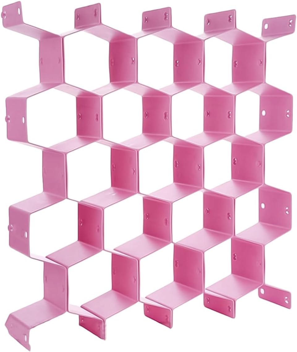OSALADI Pink PP Plastic Honeycomb Drawer Divider Set for Closet Storage