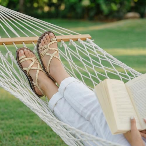 Image of Plaka Flat Sandals for Women Palm Leaf