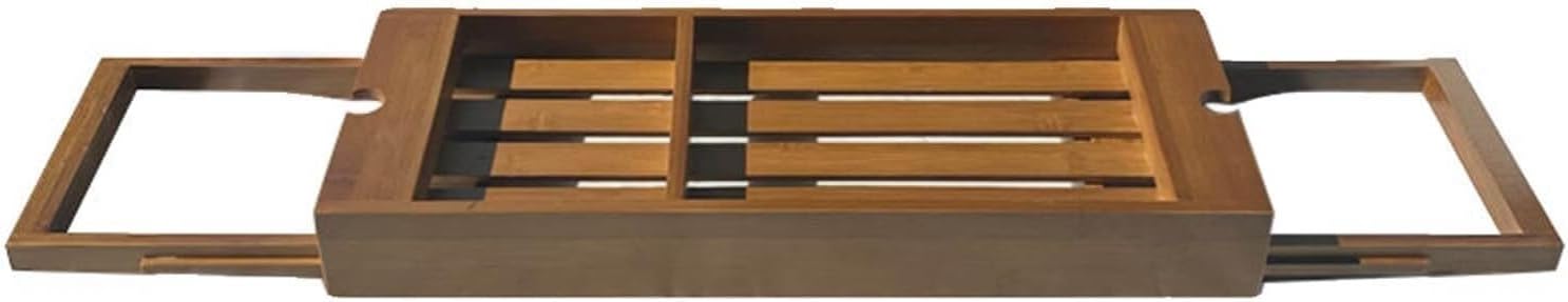 Multi-Function Bathtub Tray, Expandable Natural Bamboo Caddy, Exquisite Bath Tray for Relaxing, Ideal Housewarming, Wedding, Adjustable Sturdy Design，One Color 74.5 98 * 22.7cm