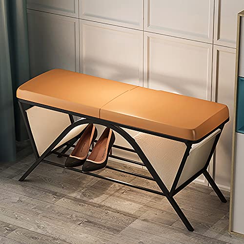 Banc de rangement pour chaussures avec assise confortable en cuir