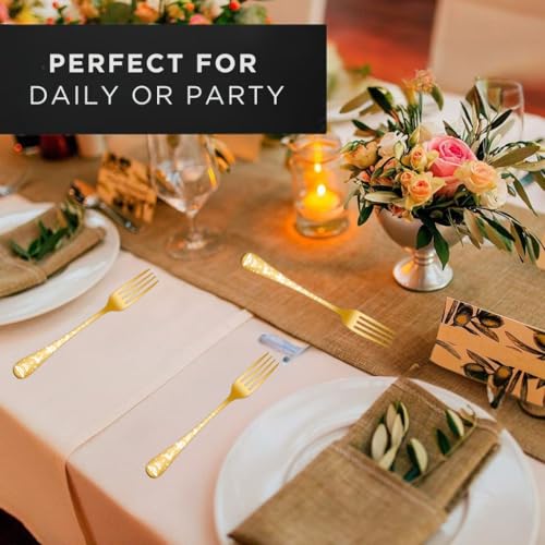 Image of Stainless Steel Dinner Forks | Table Fork Set | Heavy Duty and Mirror Polishing Dinner Cutlery Forks Set | Dishwasher Safe | Use for Home, Kitchen, Restaurant (12 Pcs Small Fork, Gold)