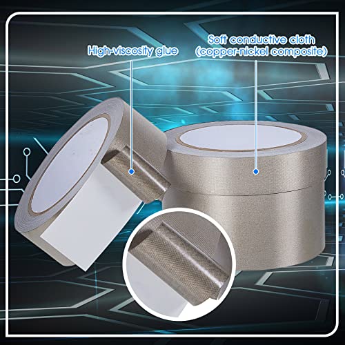 Image of Amylove 3 Roll Double Conductive Fabric Tape Cloth Conductive Adhesive Tape Roll(1in x 65ft, 1.5in x 65ft, 2in x 65ft)