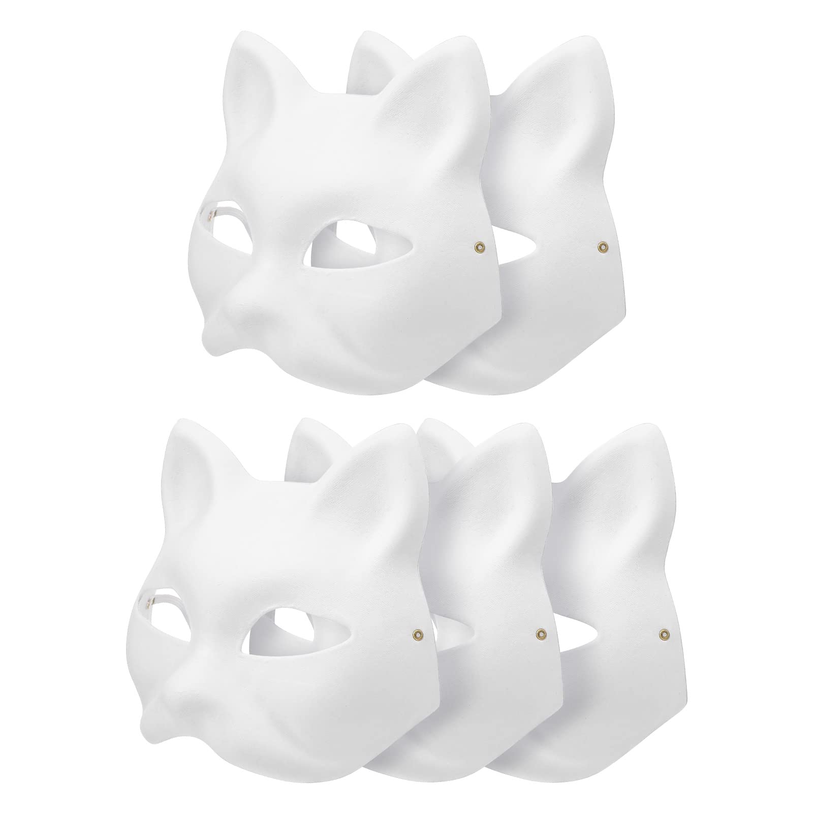 Beavorty DIY Fox Cat Mask White Paper Mask Blank Hand Painted Face Animal for Halloween Masquerade Cosplay