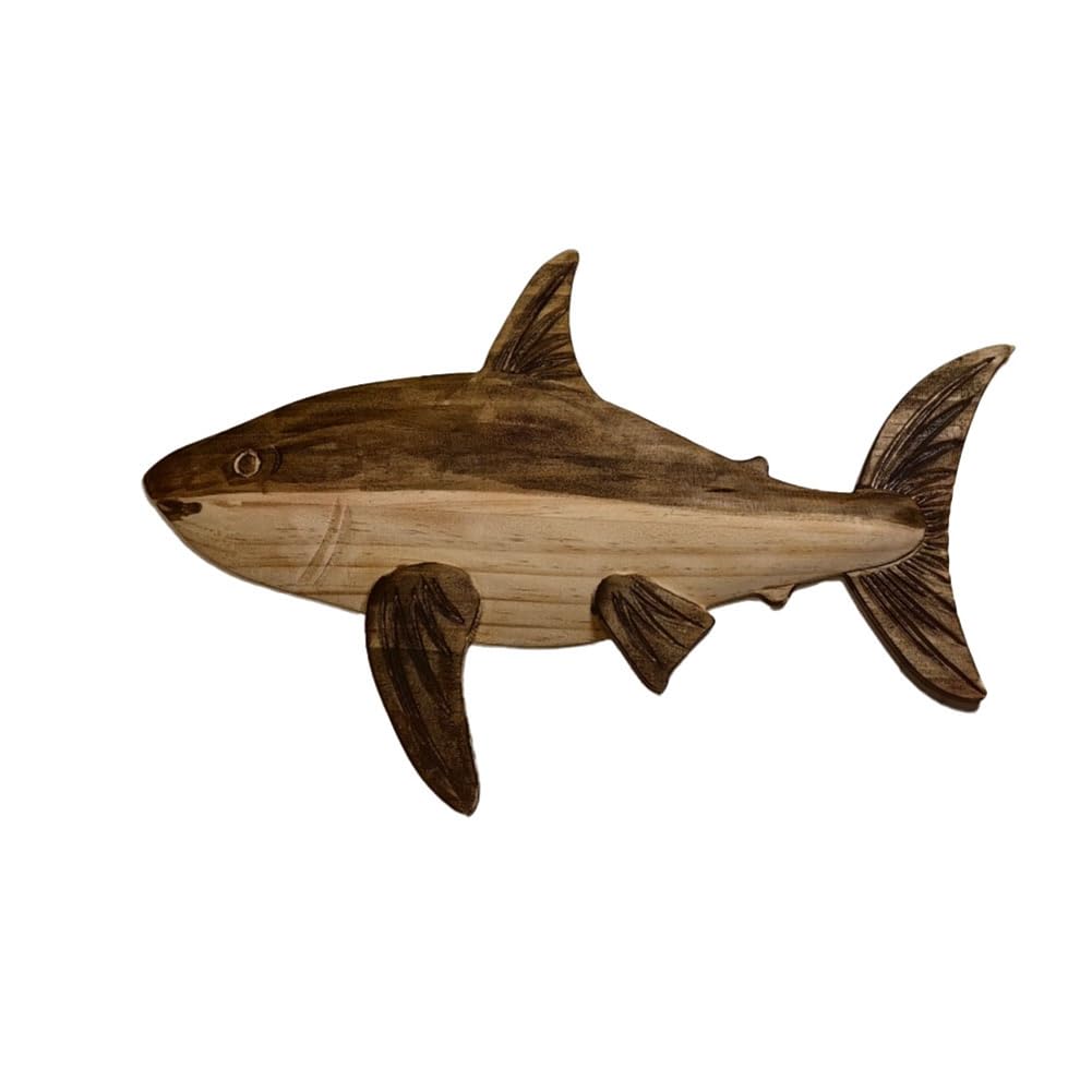CTRLZS Wooden Sea Fish Decor Statue Whale Figurine Sculpture Ornament Rustic Decoration Wall Hanging Decoration,B