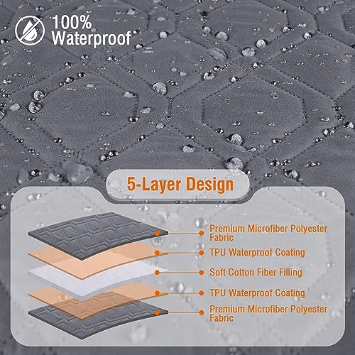 Vansofy Sectional Couch Covers 100% Waterproof L Shaped Sofa Slipcover 3Pcs Reversible Chaise Lounge Cover For Sectional Sofa Furniture Protector Cover For Pets Dog Cat(Small, Dark Gray) #TOP5