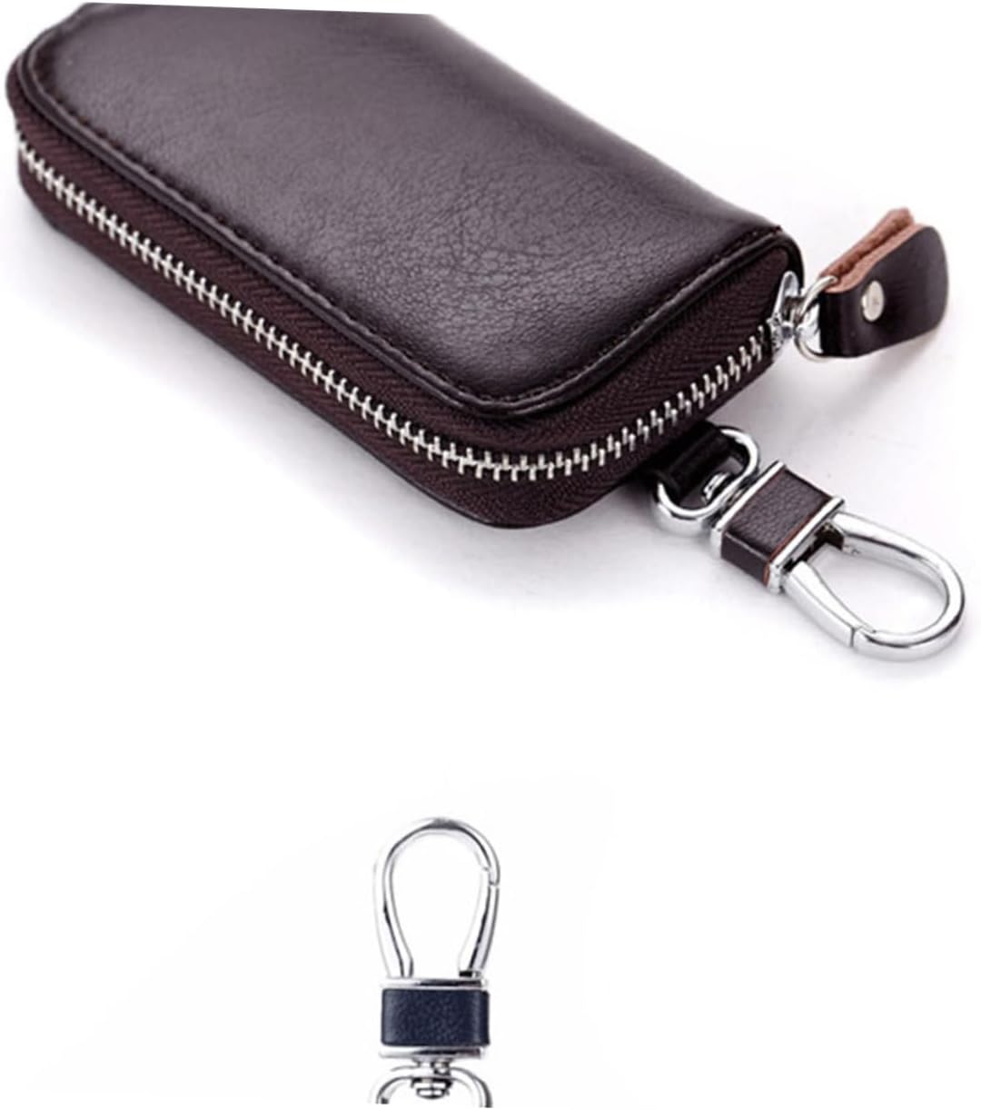 Multi-Function Car Key Case Zipper Closure and Coin Wallet Stylish Leather Car Key Holder for Men