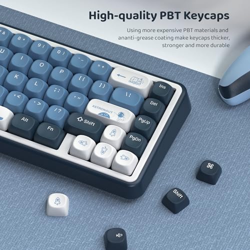 Image of dagaladoo PBT Keyboard keycaps Set,Blue /White moa keycaps,Apollo