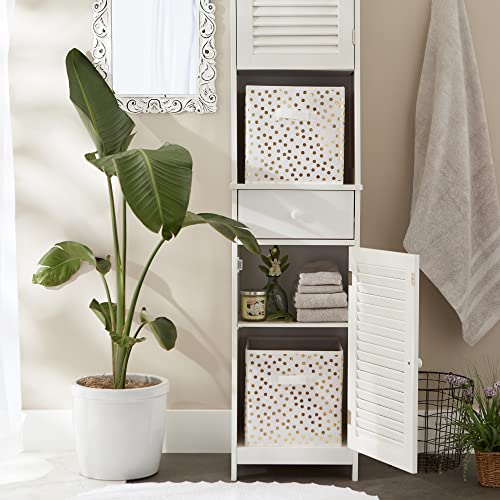 Dii Non Woven Storage Collection Polka Dot Collapsible Bin Small Set, 11X11X11" Cube, White & Gold, 2 Piece #TOP4