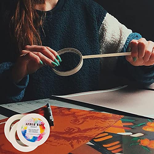 Neeho Artist Tape For Drafting Art, 3 Pack Acid-Free White Masking Tape For Watercolor Painting Canvas Framing, 0.6Inch Wide 540Ft Long Total #TOP5