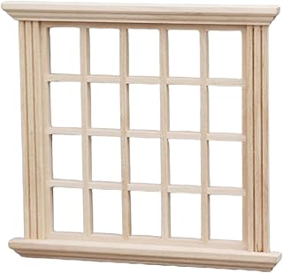ibasenice Dollhouse Window Frame Wooden Miniature Window Frame 1: 12 Mini 20-Pane Blank Window Doll House Door Model Bedroom Furniture Accessories for Doll House