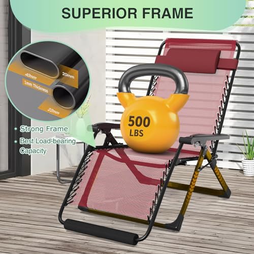 Suteck BZ-1832-214 Oversized Zero Gravity Chair,33In Xxl Lounge Chair W/Removable Cushion&Headrest thumb #4