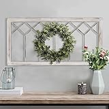 Oakrain Wood Window Frame Wall Art, 39'x 20' Rustic Wall Decor, Farmhouse Window Pane Decor for Wall, Decorative Wall Sculptures for Living Room, Bedroom, Entryway, Hallway, Distressed White