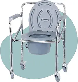 Cadeira de Banho 100% Inox Hospitalar, Casa, Dobrável e Desmontável Higiênica para Idoso e Adulto até 130kg, com Encosto e Apoio de braço, Leve de Fácil Montagem