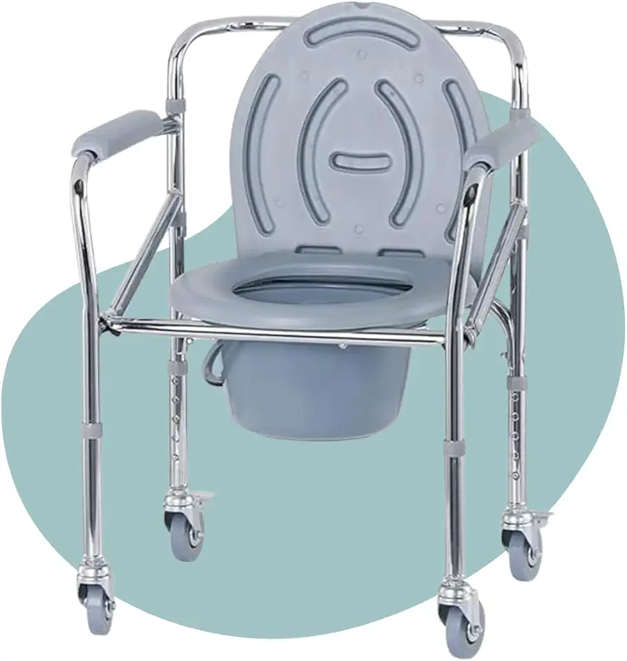 Cadeira de Banho 100% Inox Hospitalar, Casa, Dobrável e Desmontável Higiênica para Idoso e Adulto até 130kg, com Encosto e Apoio de braço, Leve de Fácil Montagem