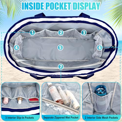 Image of Extra Large Beach Bags for Women Waterproof Sandproof Beach Tote Bag