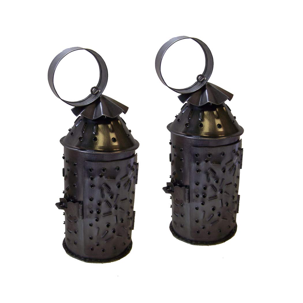 Schooner Bay Co. Set of 2 Mini Punched Tin Lanterns- Antique Vintage Style