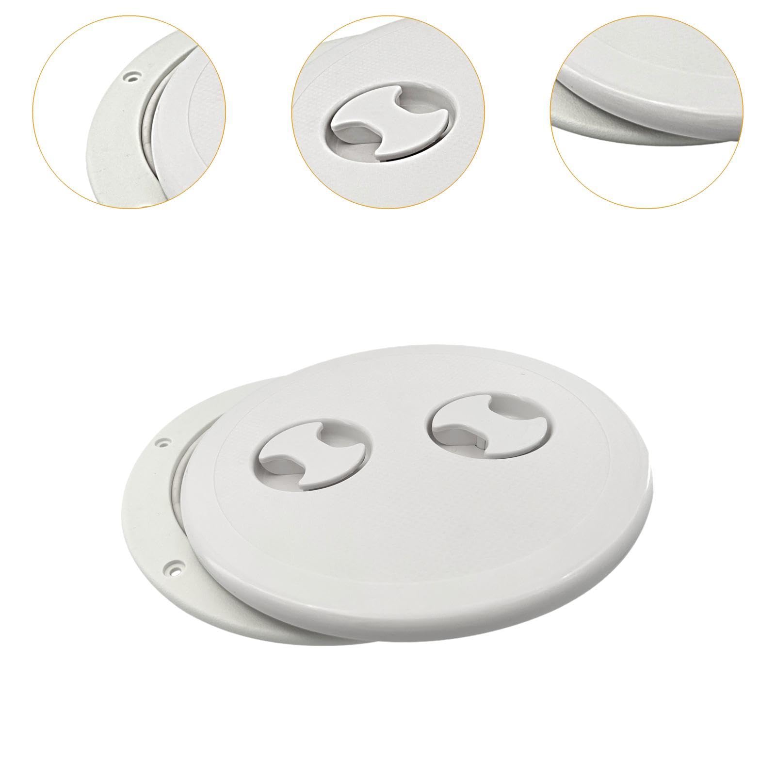 Vaveren Deck Plate Marine Inspection Hatch 8 inch Replacement Anti Slip Surface Accessory with Detachable Cover Boat Hatch for Yacht, White