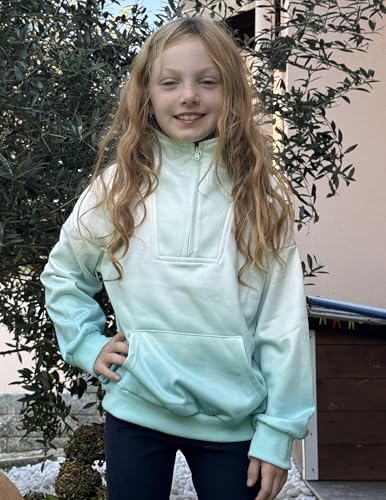 Image of Arshiner Girls Half Zip Sweatshirt Fleece Quarter Zip Pullover Sweatshirts | Fall Fashion Clothes for Teen Girls with Thumb Hole for 5-16 Years