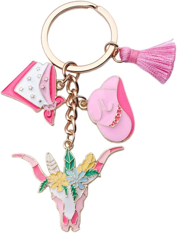 Western Cowboy Boots Keychain Cute Cowgirl Hat Shoes Keyring Keychain image 4