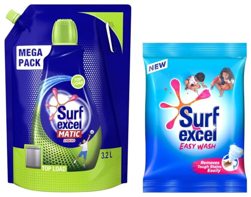 Image of Surf Excel Matic Top Load Liquid Detergent 3.2 L Refill,- Mega Pack & Easy Wash Detergent Powder 1.5 Kg