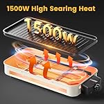 Electric Indoor Grill 1500W, YOHAWJAN 2 in 1 Smokeless Indoor Grills with Non-stick Removable Grill & Griddle Plate, Temperature Control, Portable Korean BBQ Grill with 3 Raclette Cheese Pans - Image 3