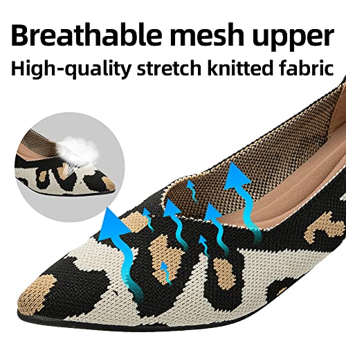 Semwiss Women's Ballet Flats Comfortable Casual Dressy Shoes,Work Flats Office Shoes Pointed Toe Leopard Flats Leopard Size 8 #TOP3