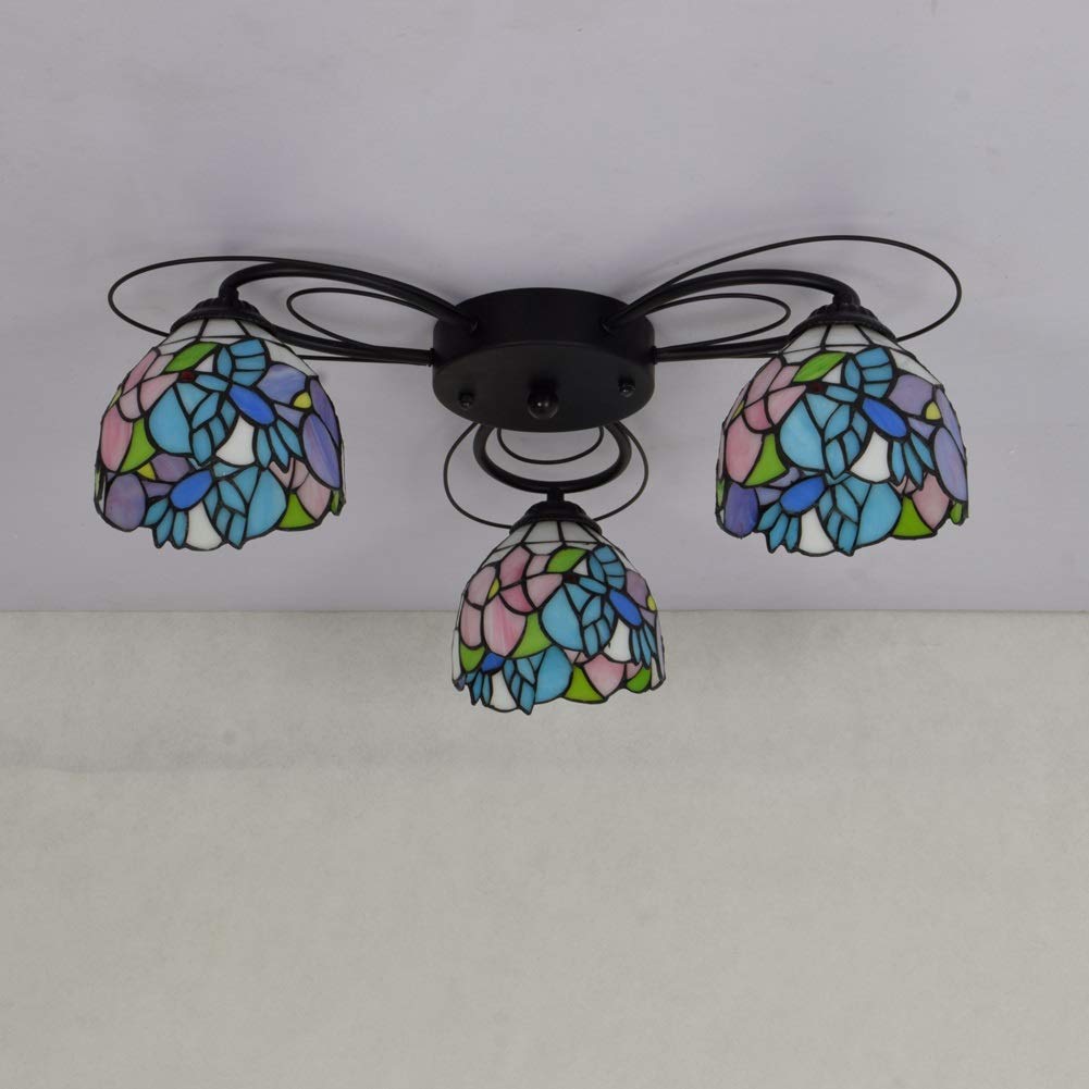 Żyrandol Tiffany 3 Multi Head lampa sufitowa jadalnia salon sypialnia lampa sufitowa wzór kolibra witraż światło