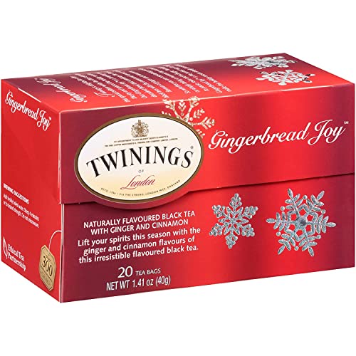 Twinings Tea Gingerbread Joy Holiday Tea, Black Tea Leaves Spiced With Cinnamon And Ginger Tea, Uplifting Seasonal Winter Beverage, Christmas Tea Gift (20 Tea Bags) #TOP7