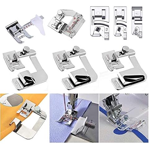 Windman Sewing Hemming Set Includes 3Pcs Wide Hem Foot,3Pcs Narrow Rolled Hem Presser Feet,Bias Tape Binder Foot and Adjustable Guide Presser Foot for Brother Singer Janome Low Shank Sewing Machine Cover