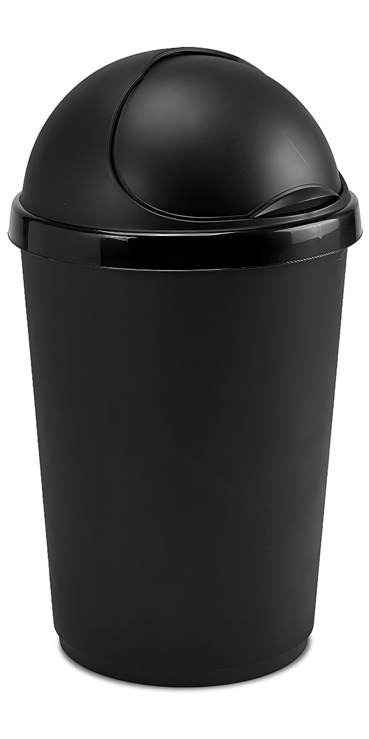 VR7 50L BLACK Kitchen Bullet Bin, Rubbish Bin with Large Opening Flap, Plastic Bin, Ideal Dustbin for Home, Bedroom, and Office Use, Plastic Kitchen Bin, Waste paper Bin, Indoor Trash Basket