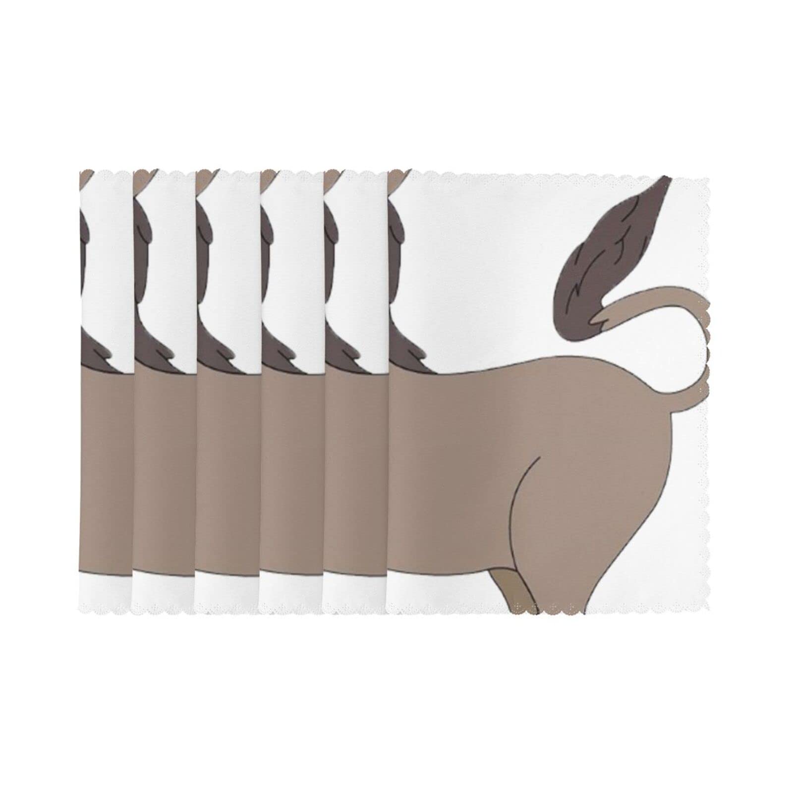 6 PCS Heat Resistant Placemat 45x30 CM, cartoon donkey Printed Non-Slip Place Mats for Kitchen Dining Table Indoor Outdoor