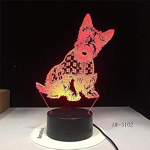 Dog 3D Color Changing Light Lamp Children s Table Lamp 7 Color Touch Remote Control Switch Decorative Lights Christmas Birthday Gift Night Light Cover