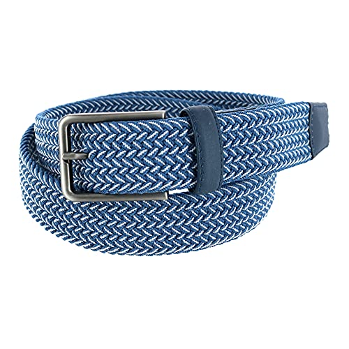 Greg Norman Men's Two Tone Stretch Belt, 38, Blue and White