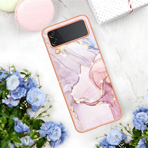 Coque Samsung Galaxy Z Flip 4 évite les rayures avec son silicone fin marbre rose