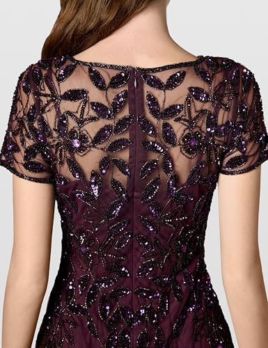 Image of Adrianna Papell Womens Floral Beaded Godet Gown