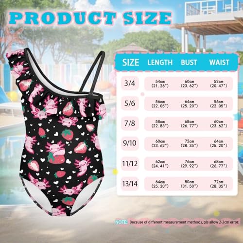 WELLFLYHOM Axolotl Girls One Piece Swimsuits 3-14 Ruffle One Shoulder Bathing Suits Full Coverage Beachwear4