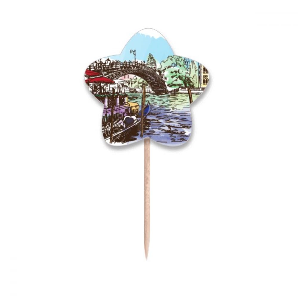 Piques à cupcakes drapeau de Venise en forme d'étoile pour décoration de buffet