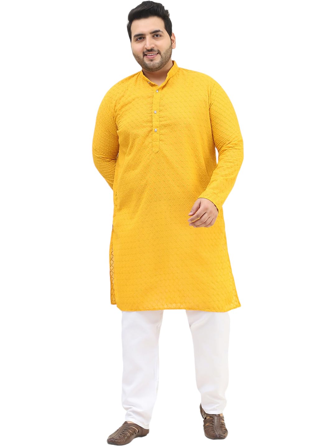 sojanya (Since 1958 Men's Cotton Chikankari Kurta & White Pyjama Collection-Timeless Elegance for Eid & Holi Festivals-picture-34