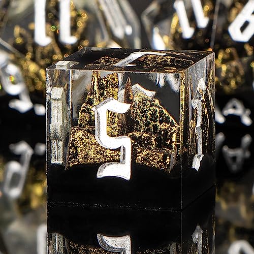 Kerwellsi Sharp Edge Resin Dnd Dice Set, 7 Piece D&D Dice, Dungeons And Dragons Dice Set, Rpg Polyhedral Role Playing Dice With Box, D And D Dice D20 D12 D10 D8 D6 D4 #TOP8