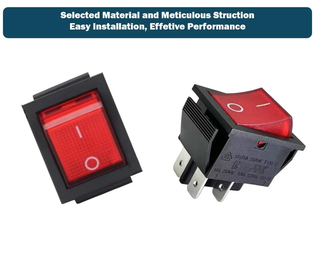 2 Pcs On/Off Switch Fits Batery Load Tester Compatible with Schum-acher BT-100 Compatible with Voltmeter no More Than 100Amp Rocker Switch with Red Light 16A 250VAC/125VAC