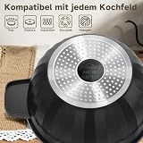 HOMELUX 8-częściowy zestaw garnków indukcyjnych, 20/24/28/32 cm, z powłoką zapobiegającą przywieraniu, garnki indukcyjne do wszystkich rodzajów kuchenek, nie zawiera PTFE/PFOA, pionowe i czarne