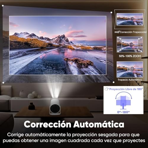 Image of Mini Portable Projector, 4K Auto Keystone Projector, 1080P Full HD with WiFi 6 and Bluetooth 5.0, 130 Inch Screen, 180 Degree Flip Compatible Smartphone /Tablets /PC /TV Stick HY300