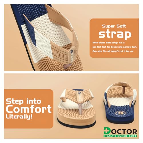 Image of DOCTOR HEALTH SUPER SOFT Men's Massage Flip Flops | Textured Footbed Comfortable EVA Slippers | Anti-Slip Lightweight Thong Sandals for Indoor Outdoor Casual Everyday Wear