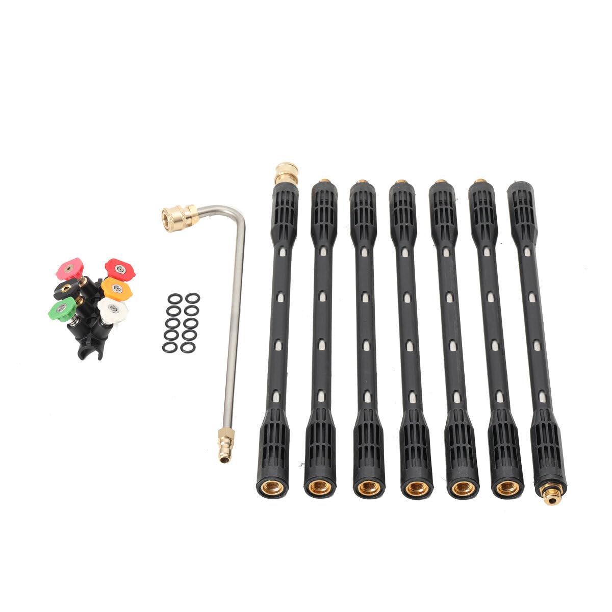 SUDEG Pressure Washer Extension Wand,4000 PSI Gutter Cleaning Tools Extension Wand, Power Washer Replacement Lance with 6 Spray Nozzle Tips, 1/4" Quick Connect