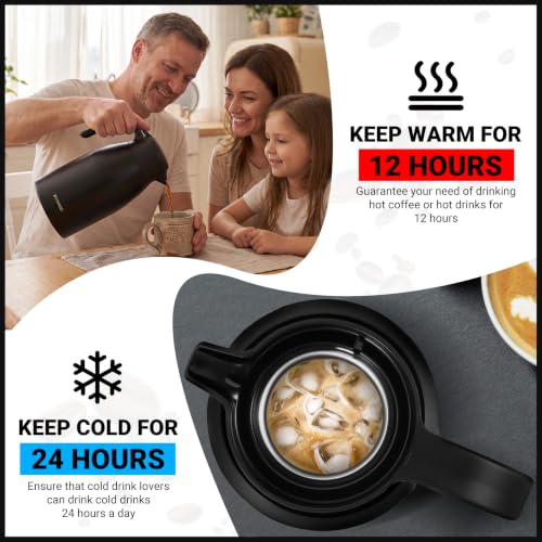Image of Insulated Coffee Carafe, 68 oz, Keeps Hot for 12H, Black