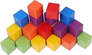 WHAMVOX Blocos De Construção De Cor 60Pcs Quadrados Brinquedos Educativos Para Crianças Brinquedos De Empilhamento Blocos De Construção De Madeira Blocos De Construção De Cubo Colorido De