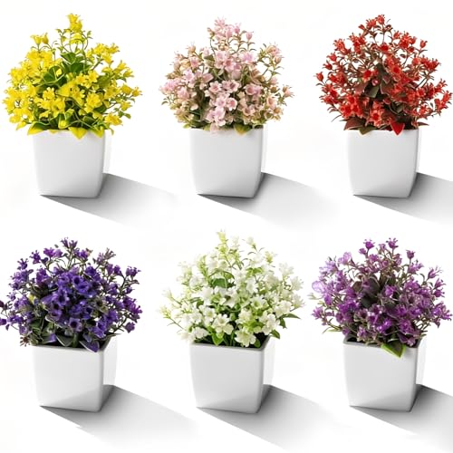 La mejor comparación de Plantas que Puedes Comprar On-line. 48 AI-PIKA 6Pcs Plantas Artificiales Decorativas, Mini Flores Artificiales Decoracion, Plantas en Macetas, Plantas Decorativas Interior, para Decoración del Hogar, Oficina,...