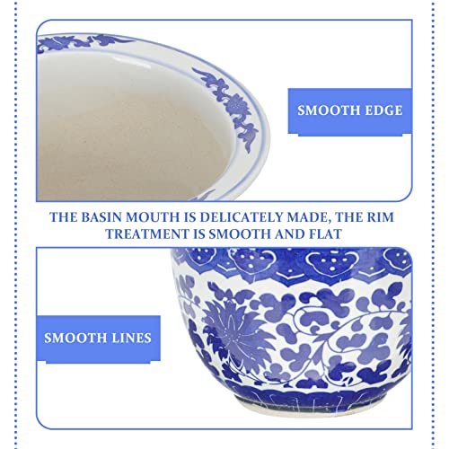 GANAZONO Outdoor Planters - Blue and White Porcelain, Ceramic Flower Pots with Saucer Tray for Large Plants - Image 4