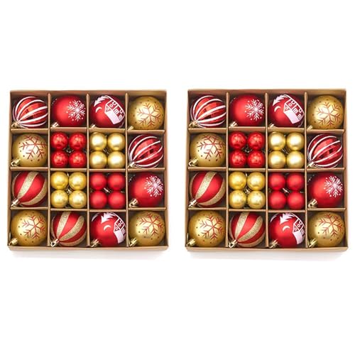 QYONLINE クリスマスボール オーナメント 赤 88個入り クリスマス 飾り 北欧風 クリスマスツリーボール オーナメント 豪華 多種類